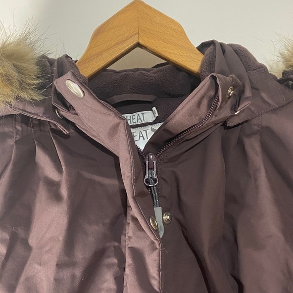 Warm Brown Kids Puffer Jacket with Faux Fur Hood - Picture 7 of 8